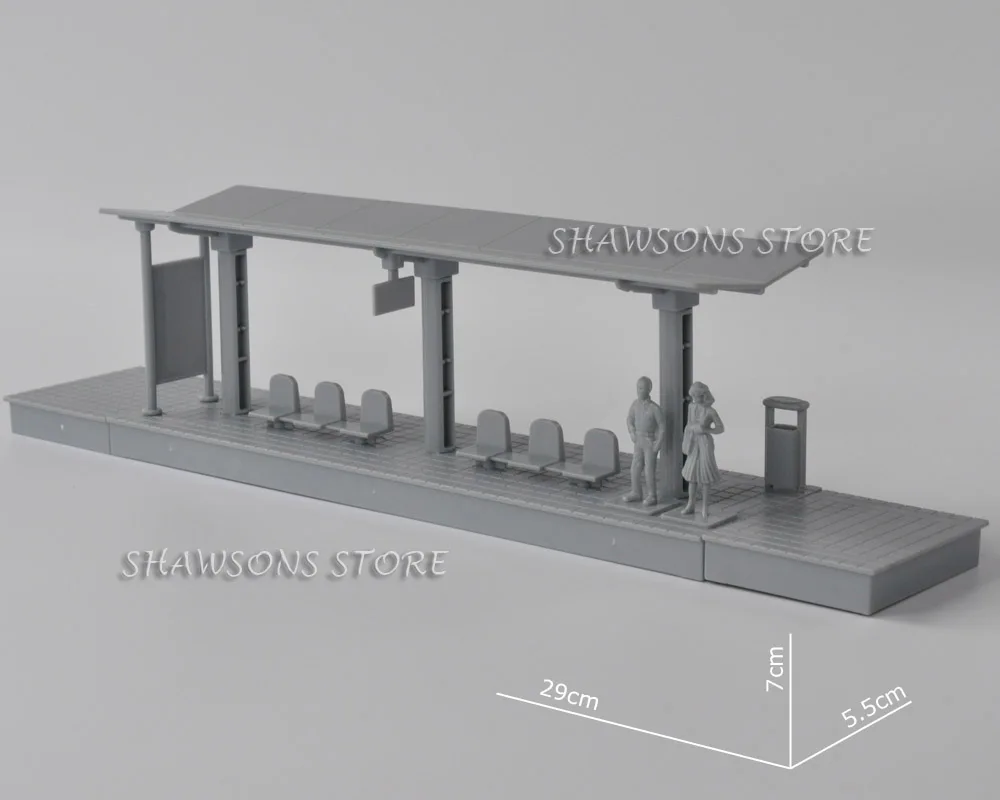 Puente de sobrepaso para peatones, piezas de plástico, pista de riel, estación de tren para modelos de trenes a escala 1/87