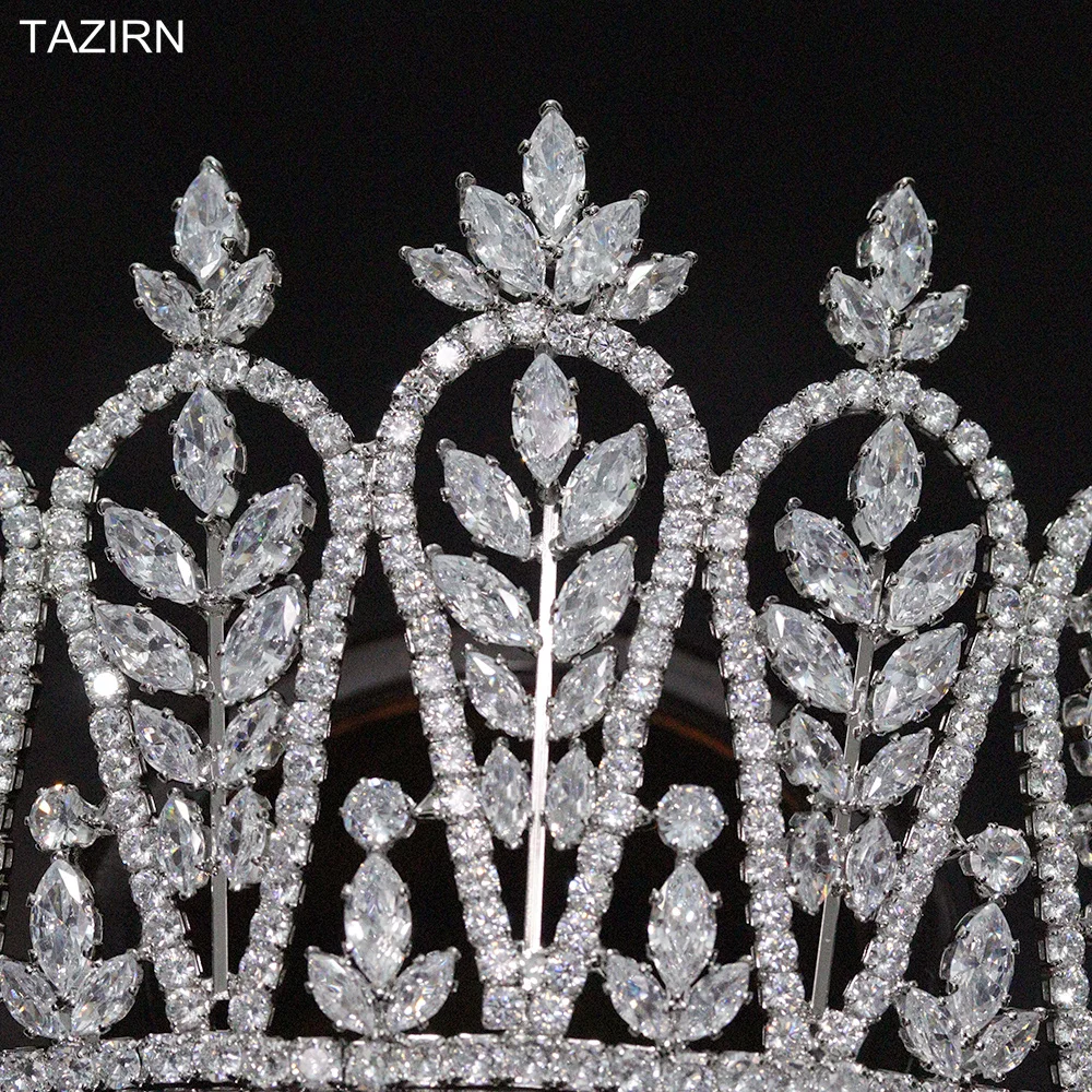 جديد AAAAA زركونيا الزفاف التيجان الزفاف للنساء تألق حفلة عيد ميلاد حفلة موسيقية التيجان إكسسوارات الشعر #5