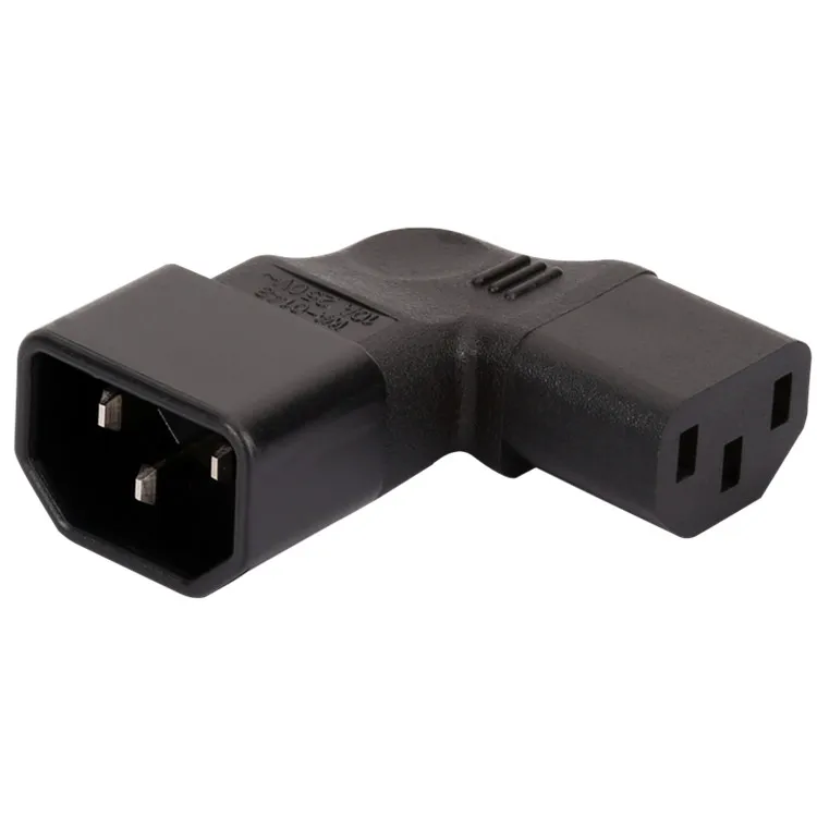 Adaptador iec 320 c14 a c13, adaptador ac de ângulo reto e esquerdo com 3 polos iec 320, 3 pinos, macho para fêmea, extensão de 90 graus, conversor ac
