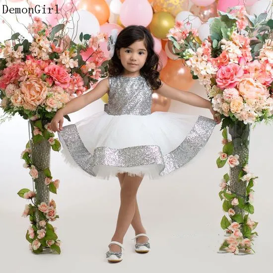 Trẻ Em Lấp Lánh Sequin Nổi Tiếng Áo Đính Hạt Cườm Nơ Voan Hoa Bé Gái Áo Sáng Bóng Kid Sinh Nhật Đầm Mới 2021