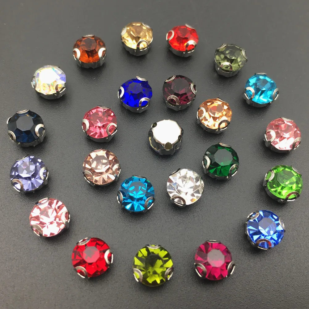 4mm-6mm Round Stone With Claw Sewing Rhinestones Garment Accessories Crafts Crystals Glass Strass Sew on Rhinestones For Clothes