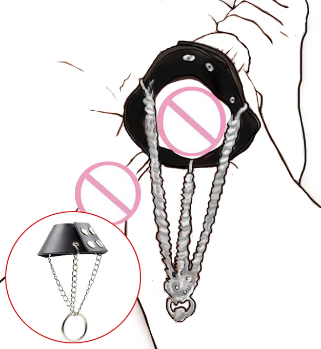 Leather Scrotum Bondage Restraint Cock Ring Penis Delay Lasting Training Parachute Balls Stretcher Male Chastity Device Sex Toys