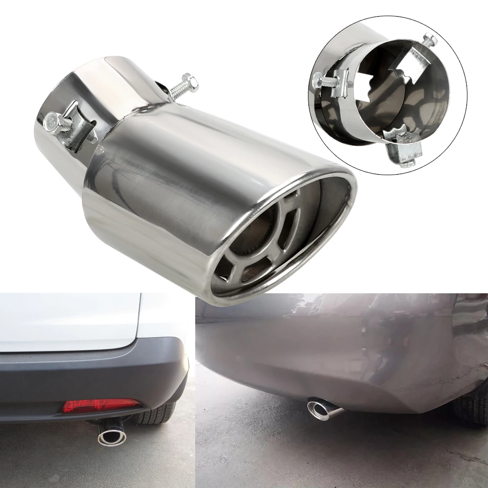 Round Car Exhaust Tail Pipe 1PCS Car Exhaust Muffler Tail Muffler Car Accessories Universal Stainless Steel