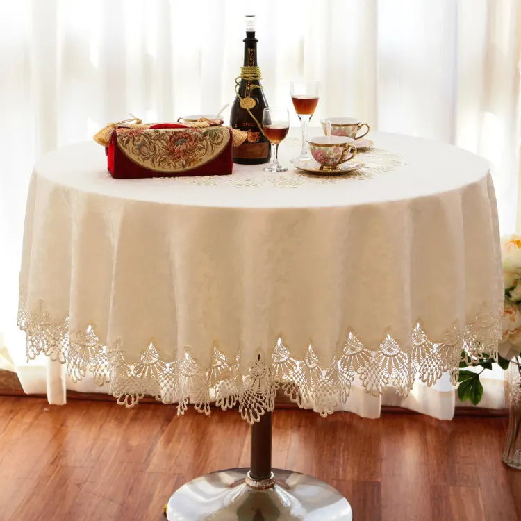 Round Table Cloth with Lace, European Style, Big Size, Luxury, Oval, Tea Table Cloth, Free Shipping