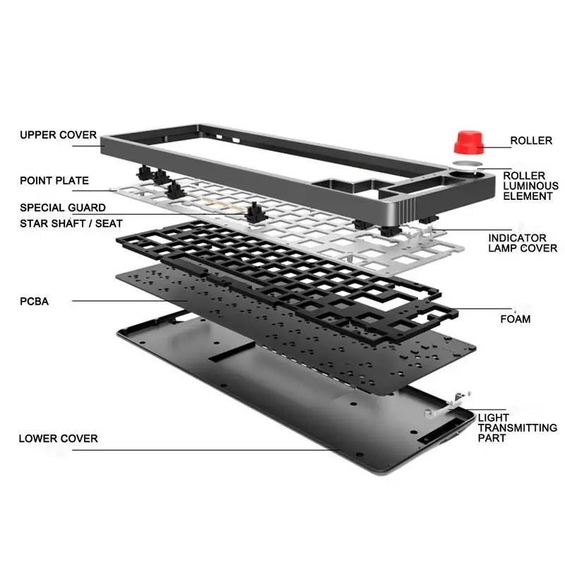 Teclado Mecânico TM680, Kit DIY, Hotswap, 3 Modos, Bluetooth, Com Fio, 2.4g, Luz RGB Sem Fio, Compatível com Cherry MX