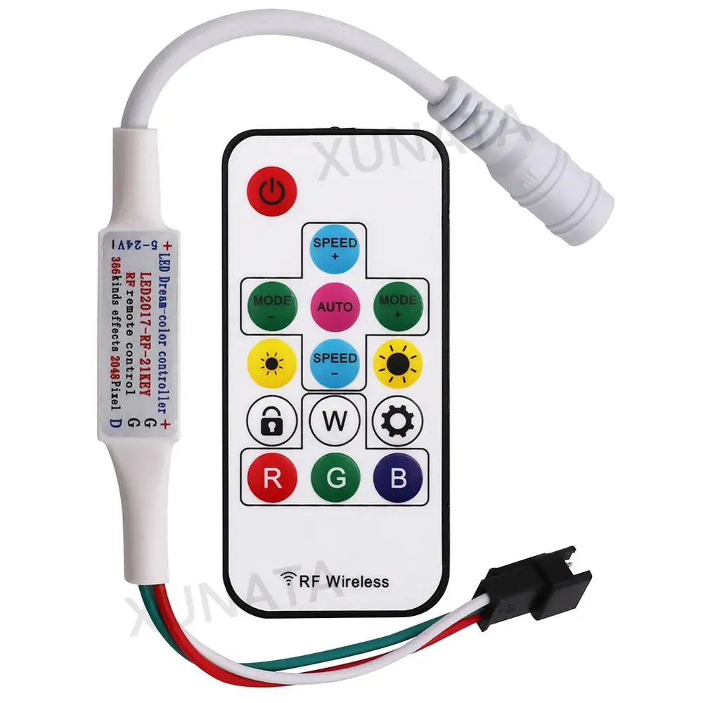 DC5-24V LED Pixel Strip Light Controller RF 14key/21key For WS2811 WS2812B SK6812 1903 LED Strip Light with Remote Control