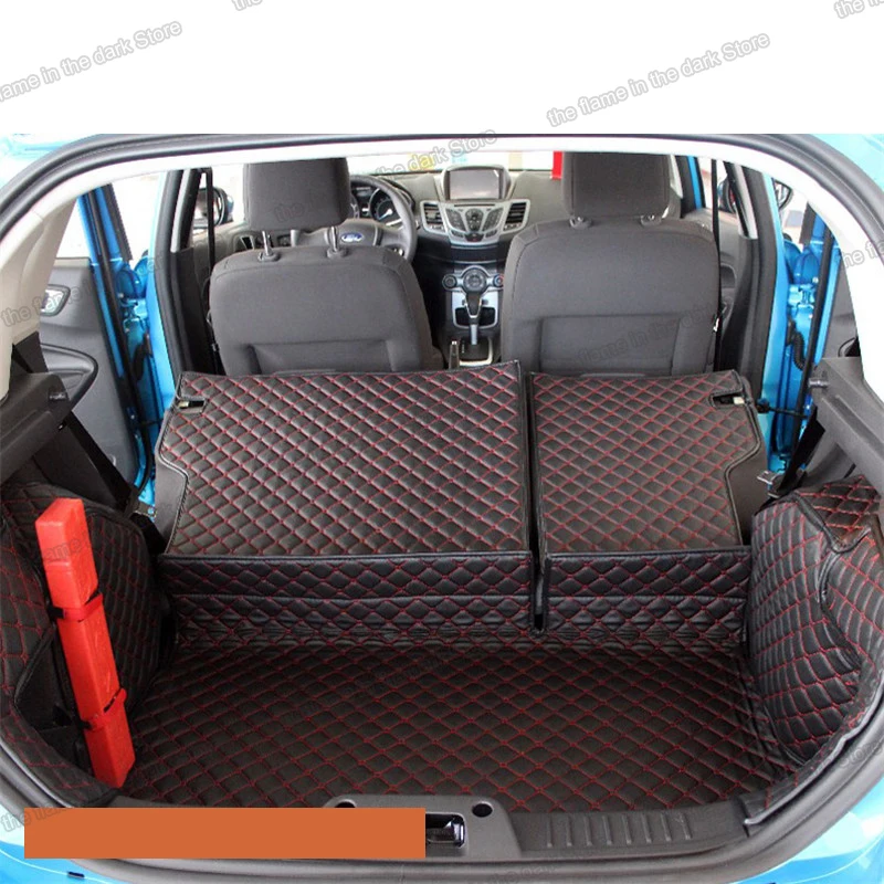 

Leather Car Trunk Mat Cargo Liner for ford fiesta 2008 2009 2010 2011 2012 2013 2014 2015 2016 2017 rear boot cover seat WT