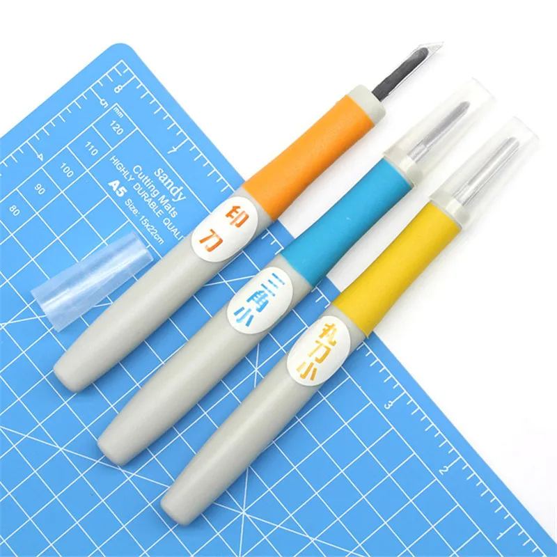 1 Pcs Metal Carving Utility Knife Student Paper Cutter Pen Stationery Cutting Supplies Tools Rubber Tile Special Knife