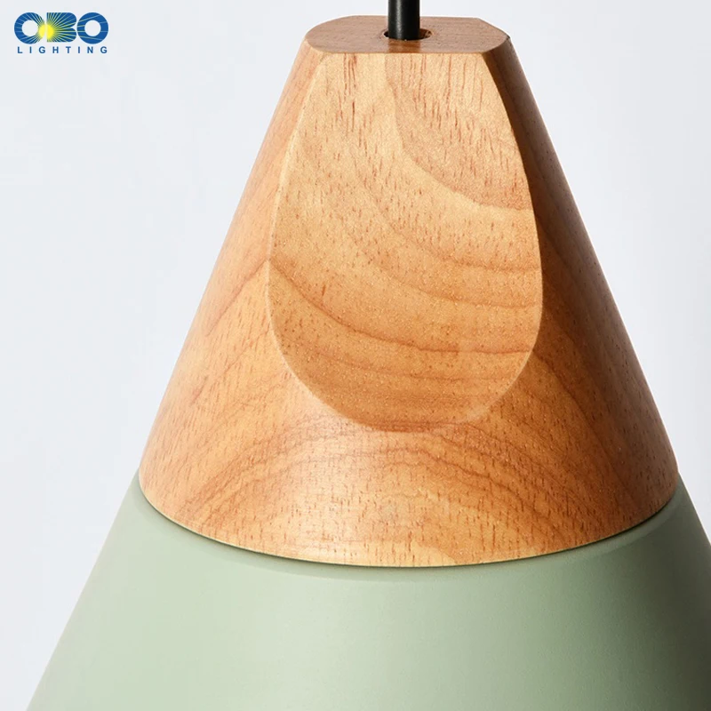 Nordic Pendant Lights Aluminum Lampshade Colorful Coffee Bedroom Loft 1.2m Cable Indoor Lighting LED Wood E27 Pendant Lamp