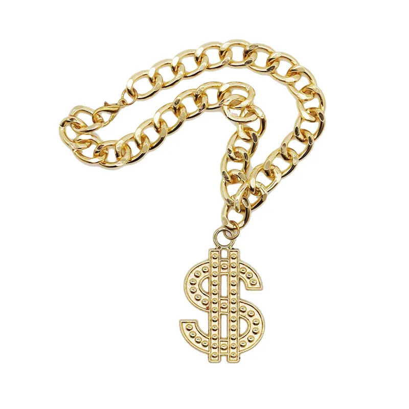 1pc 53cm Luxury Dog Gold Chain Necklace Dollars adjustable trendy pendan Metal Collar Pet Accessories  Dog  photo props Supplies