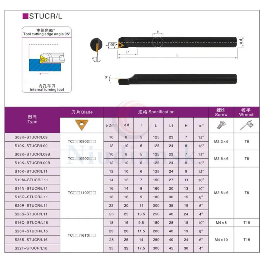 S10K S12M S16Q-STUCR11 Internal Turning Tool Holder S20R-STUCR11 S25S-STUCR11 STUCL 10pcs TCMT1102 Carbide Insert Lathe Tool Set