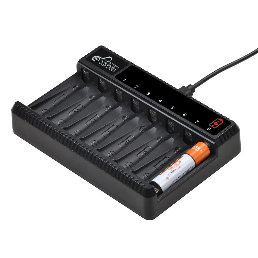 Batteria ricaricabile Pickle Power 1100 mAh AAA ni-mh + caricabatterie a 8 slot per torcia AAA, giocattolo, orologio, lettore MP3