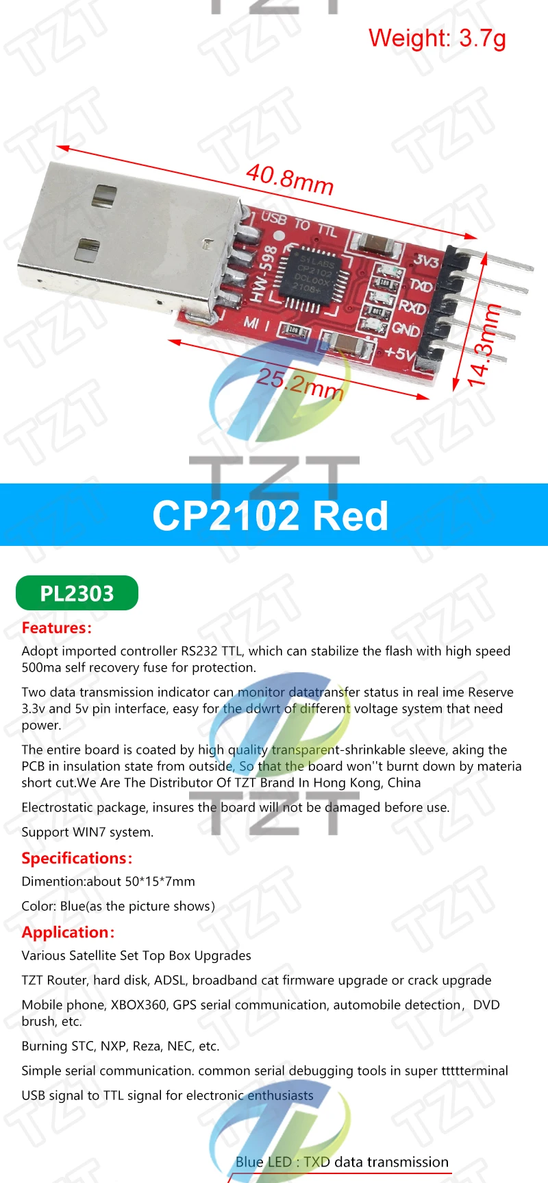 TZT 3 teile/los = 1PCS PL2303HX + 1PCS CP2102 + 1PCS CH340G USB ZU TTL für arduino PL2303 CP2102 5PIN USB zu UART TTL Modul – Detail 2
