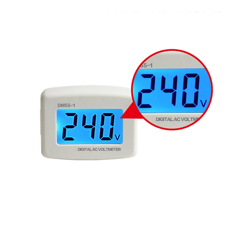 DM55-1 Electric Meter Household LCD Digital Display AC Voltmeter Switch EU US Plug Voltage Meter Plug AC110-300V