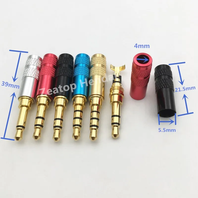 4Pcs Mini 3.5mm 2 3 4 Pole Mono / Stereo Male Audio Plug with Clip Jack 3.5 Jack for Repairing Headphone DIY Connector