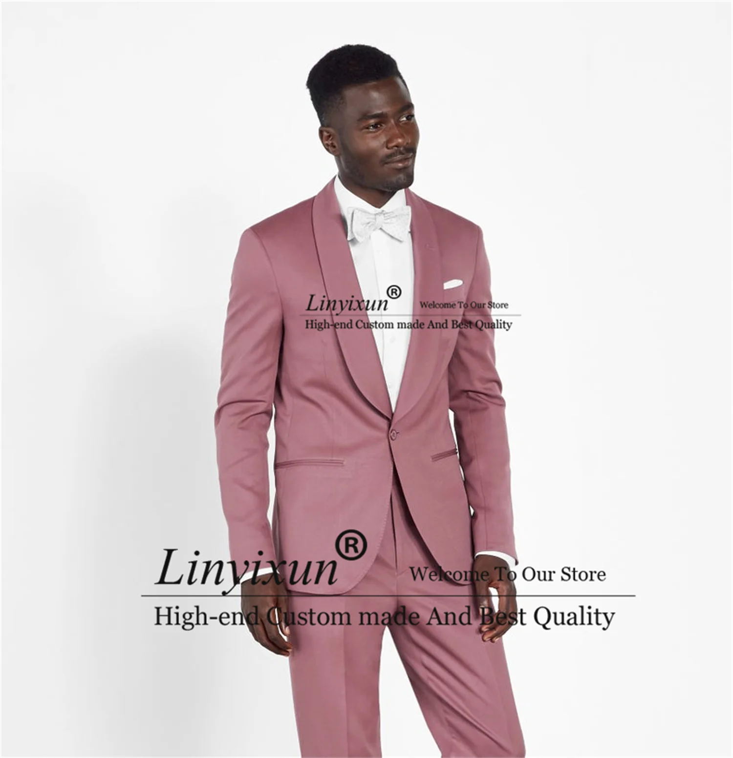 

Fashion Pink Mens Suits For Wedding 2 Pieces Jacket Pants Set Groom Wear Tuxedos Prom Party Casual Man Blazer Terno Masculino