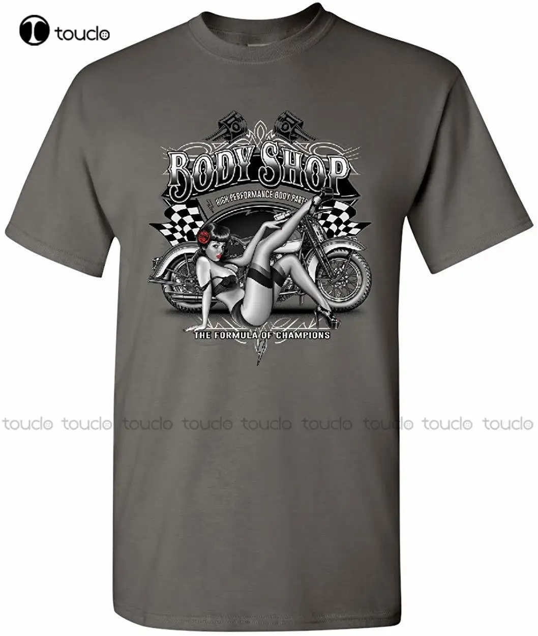 Retro Body Shop T-Shirt Chopper Sexy Pin-Up Girl Route 66 Biker Mens Tee Shirt Womens Sweatshirt