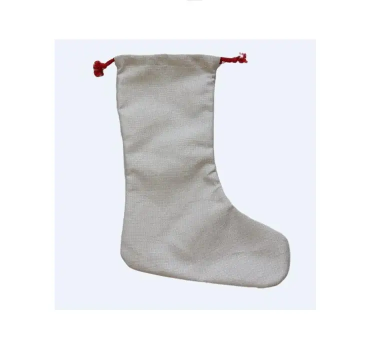 DIY Sublimation Blank Bags Printing Linen Stockings Christmas Decoration Socks Halloween Advertising Drawstring Santa Sack  SN