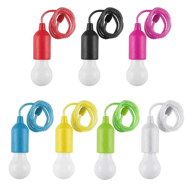 Portable LED Pull Cord Light Bulb Battery Operated Hanging Pull Cord Night Lamp Outdoor Camping Tent Light For Home Garden Decor