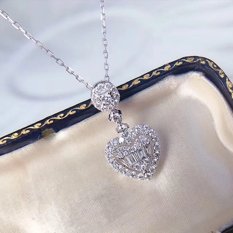 Naszyjnik Huitan Exquisite Love z kamieniem CZ dla kobiet, idealny na imprezę, rocznicę, urodziny, elegancki naszyjnik, biżuteria. — zdjęcie 4