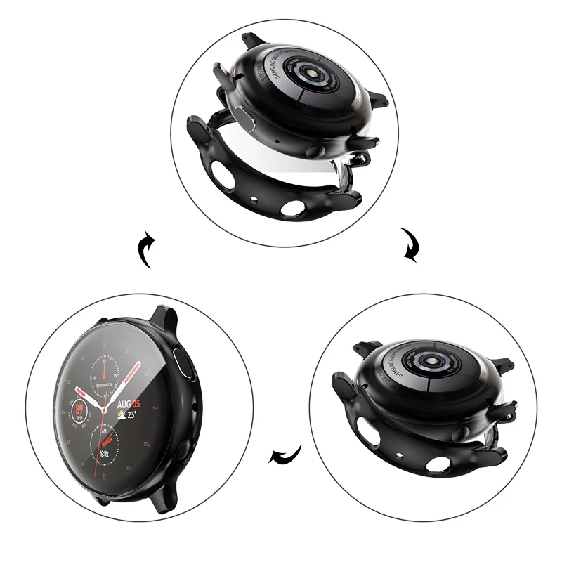 Protective Case for samsung galaxy watch active 2 silicone Full Screen Protection cover Galaxy Active 44mm 40mm R830 R820