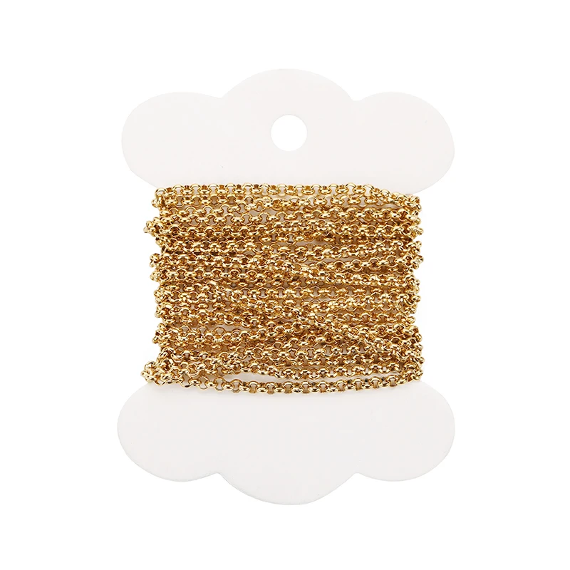 5Meter Rvs Ketting Schakelkettingen Kreeft Sluitingen Ringetjes 2Mm Gouden Kleur Rolo Kettingen Bulk Voor Diy sieraden Maken