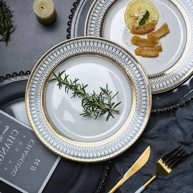 Tableware Ceramic Dinner Plate Set Dish 8/10 Inch Porcelain Cute Dessert Plate Dinnerware Phnom Penh Western Steak Plate