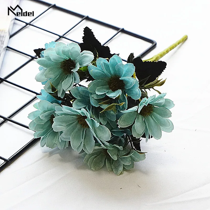 10 köpfe Mini Silk Daisy Künstliche Blumen Braut Bouquet Gefälschte Gerbera Flore Für Hochzeit Home Party Decor Faux Daisy Flore haufen