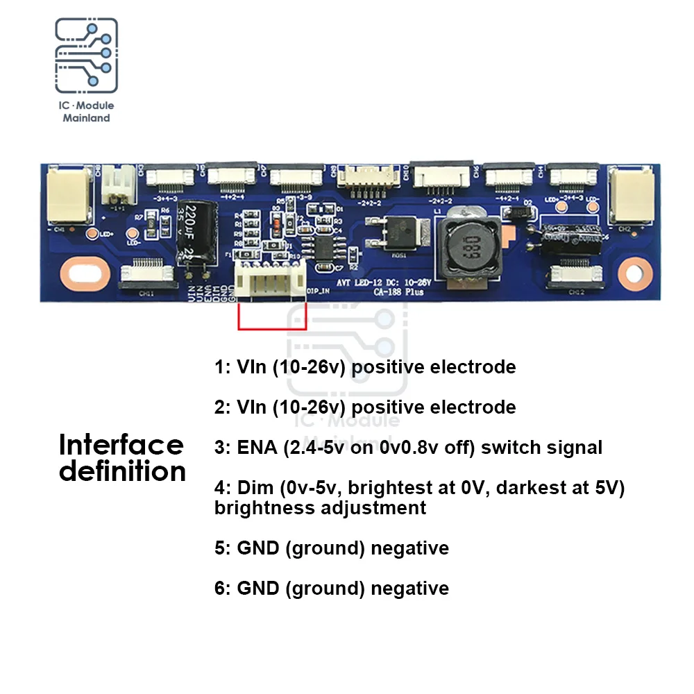 Onduleur multifonction CA-188 pour rétro-éclairage LED, courant Constant, carte de commande, 12 connecteurs, testeur de bande LED, Standard