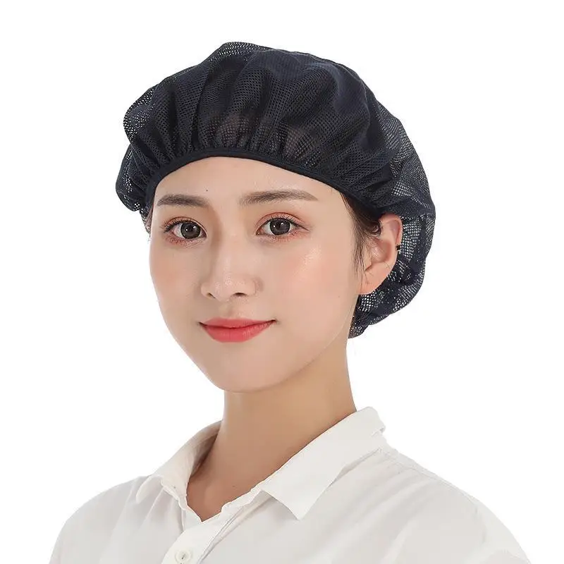 Black Elastic Chef Net Hat Cook Caps Kitchen Health Work Hats Canteen Restaurant Food Service Bakery Baking Women Breathable Cap