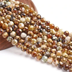 Natural Stone Leopard Skin Agates Smooth Round Beads For Jewelry Making 15