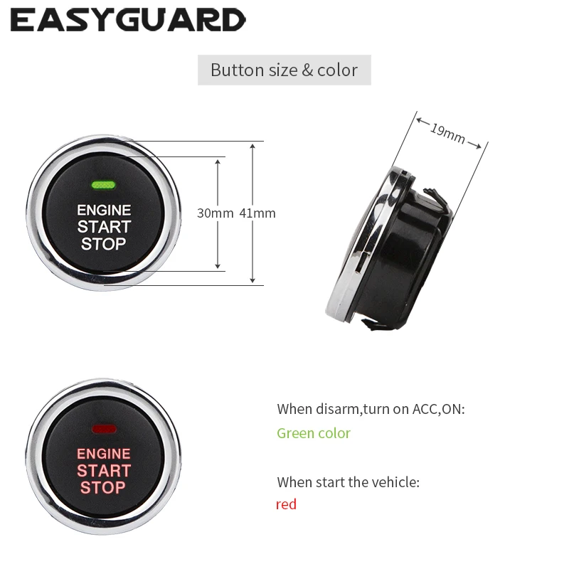 EASYGUARD wymiana push przycisk rozruchu/zatrzymania silnika dla ec002 serii P5N styl, zielony, czerwone światło