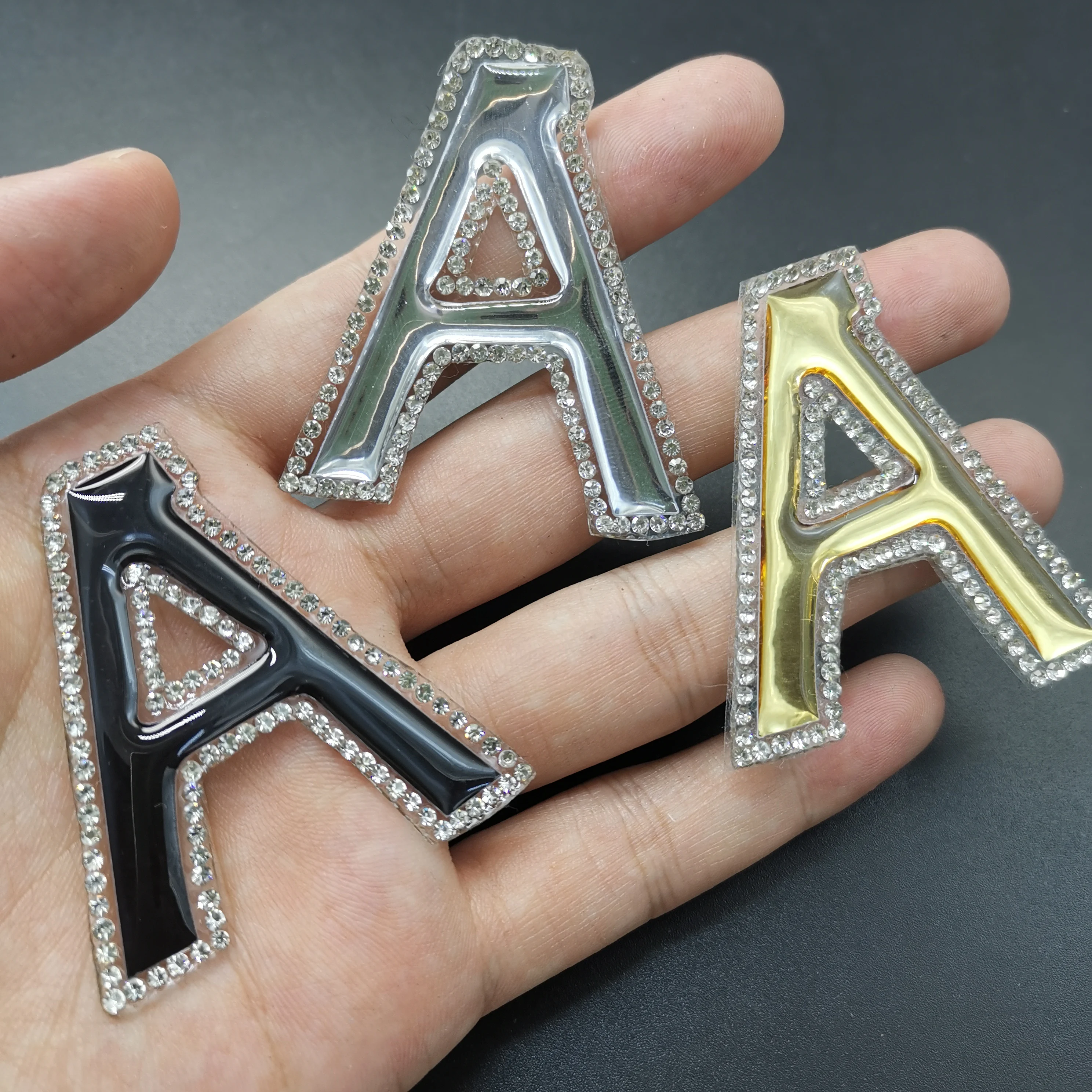 A-Z Black Silver Gold iron on letters 3D letter patches patch thermocollant pour vetement clothes patches