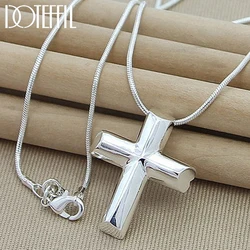DOTEFFIL Genuine 925 Sterling Silver Cross Collana Gioelleria Raffinata E Alla Moda Del Pendente 18 pollici Catena Del Serpente Delle Donne di Nozze di Fidanzamento Regalo