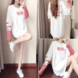 Long Sleeve Women's T-shirts Clothes Tops Casual Aesthetic Super Fire Pulovers Fashion Midi Loose Korean Graphic Autumn Tide