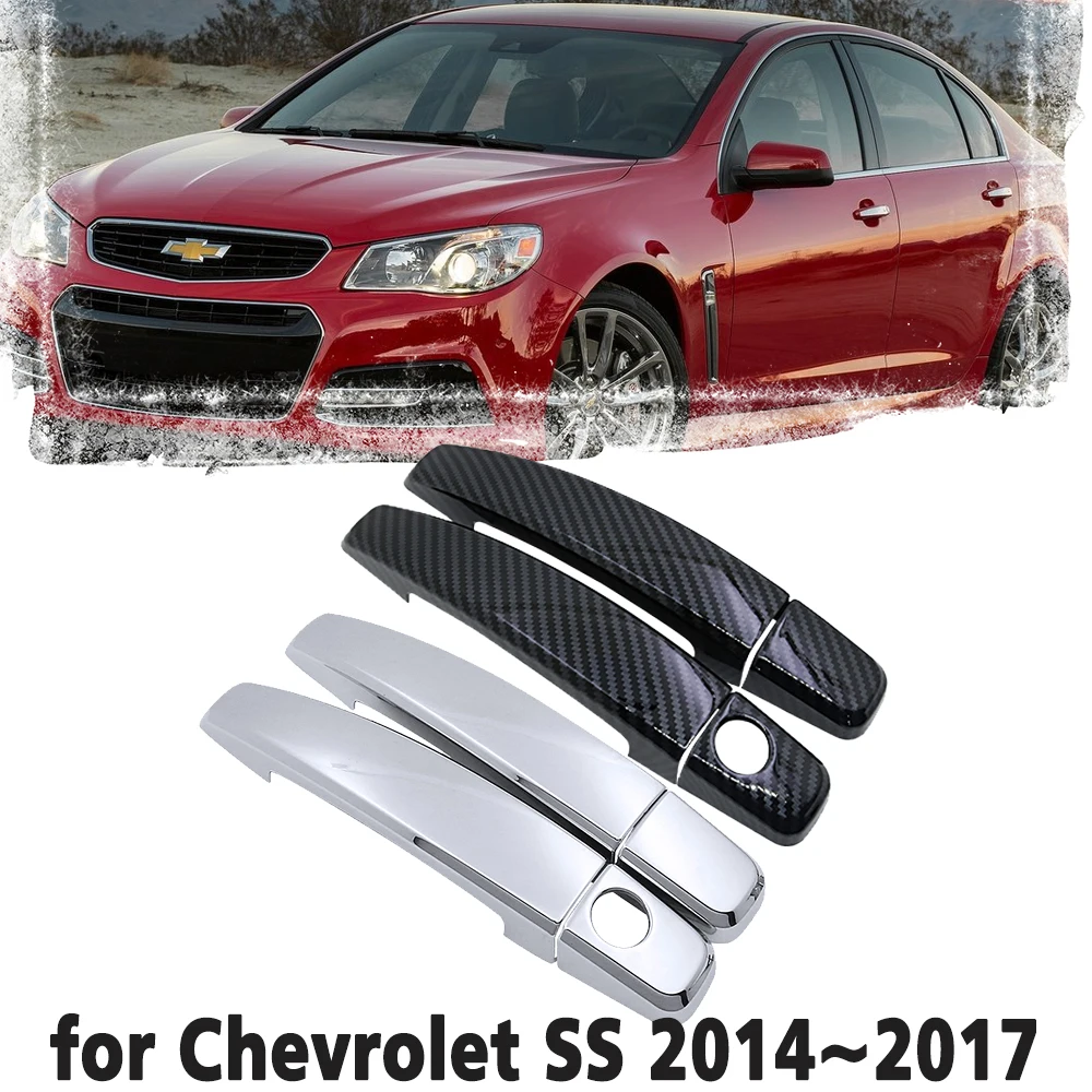 Black Carbon Fiber handle Or Chrome Side Door Cover Trim Set for Chevrolet SS Holden Commodore VF 2014~2017 Car Accessories 2015