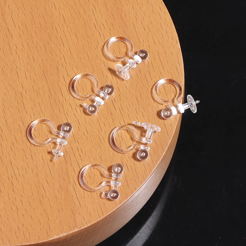 20 teile/los Transparent Ohr Clip Basis Für Schmuck Machen Ohr Stecker Harze Kunststoff Ohrringe Basis Einstellung DIY Schmuck Zubehör – Detail 2