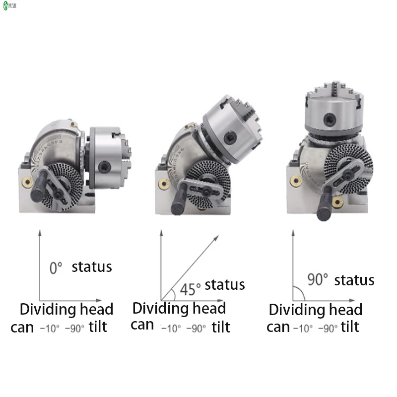 Indexer Manual presisi 4 /5 inci, kepala pembagi Universal kecil sederhana Vertikal Horizontal