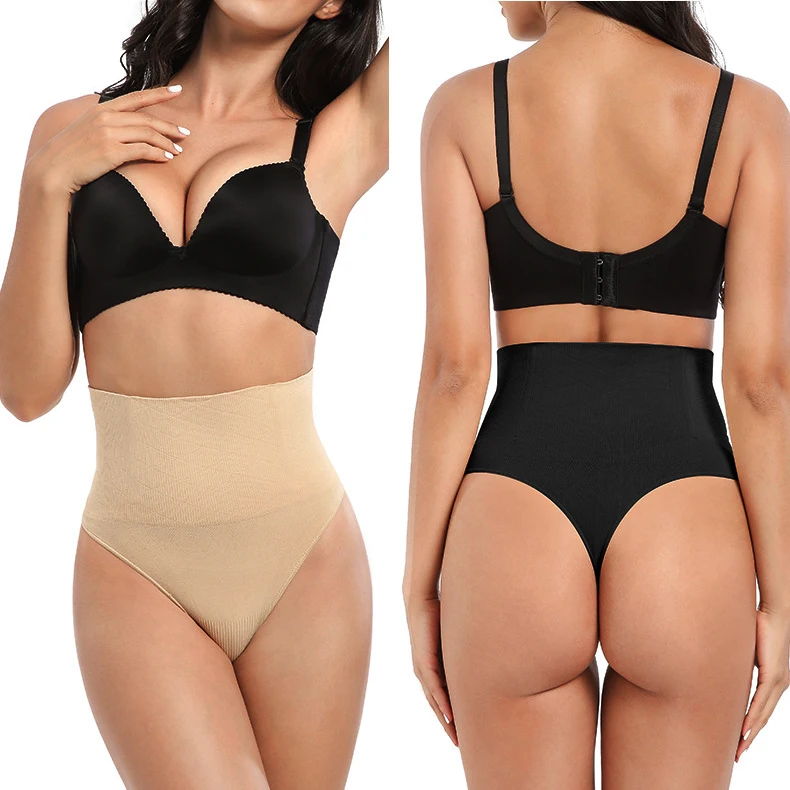 Tanga de cintura alta para mujer, ropa interior Sexy sin costuras, moldeadora de elasticidad, lencería adelgazante, Abdomen, calzoncillos de talla