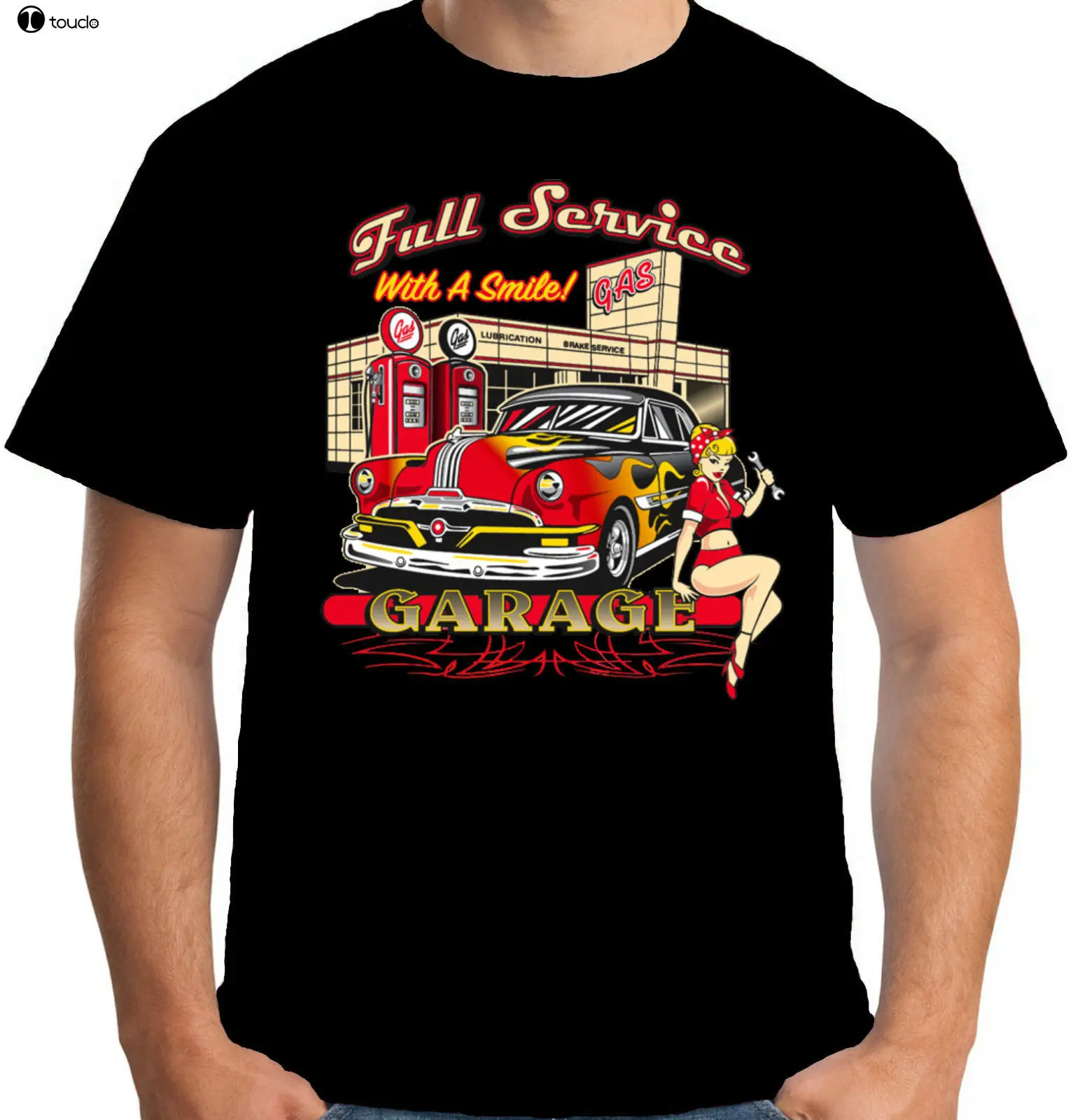 Men\'S T-Shirt  Newest Mens T-Shirt Full Service Garage Hot Rat Rod American Pin Up V8 Base Shirt