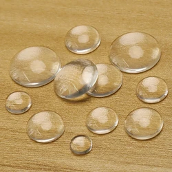 50pcs Clear Glass Cabochon For DIY Jewelry Making 10-25mm Round Oval Square Transparent Cameo Flat Back Patch Accessories