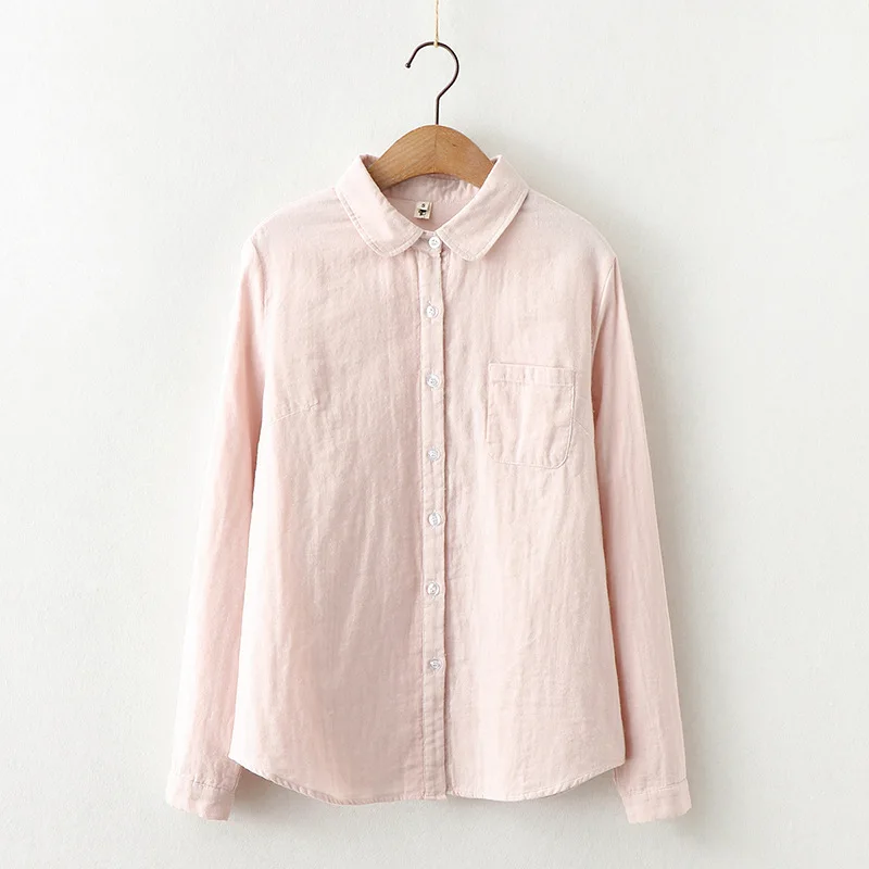 Autumn New Women Casual Cotton White Shirt Breathable Turn-Down Collar Button Up Solid Blouse Elegant Female Basic Tops T18509F