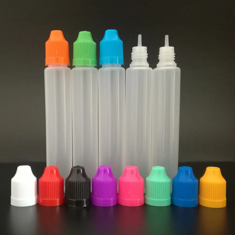 

100Pcs 30ml/60ml LDPE Plastic Squeezable Pen Type Dropper Bottle E-Liquid Ink Childproof Cap Long Thin Tip Vape juice Containers