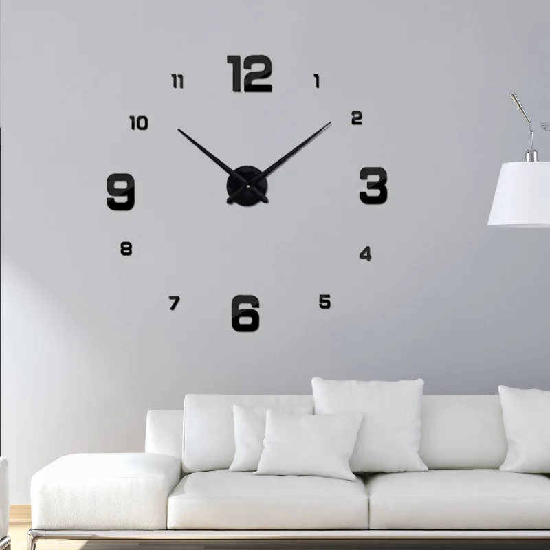 New sale diy wall clock brief quartz watch clocks acrylic mirror wall sticker home decoration living room still life stickers