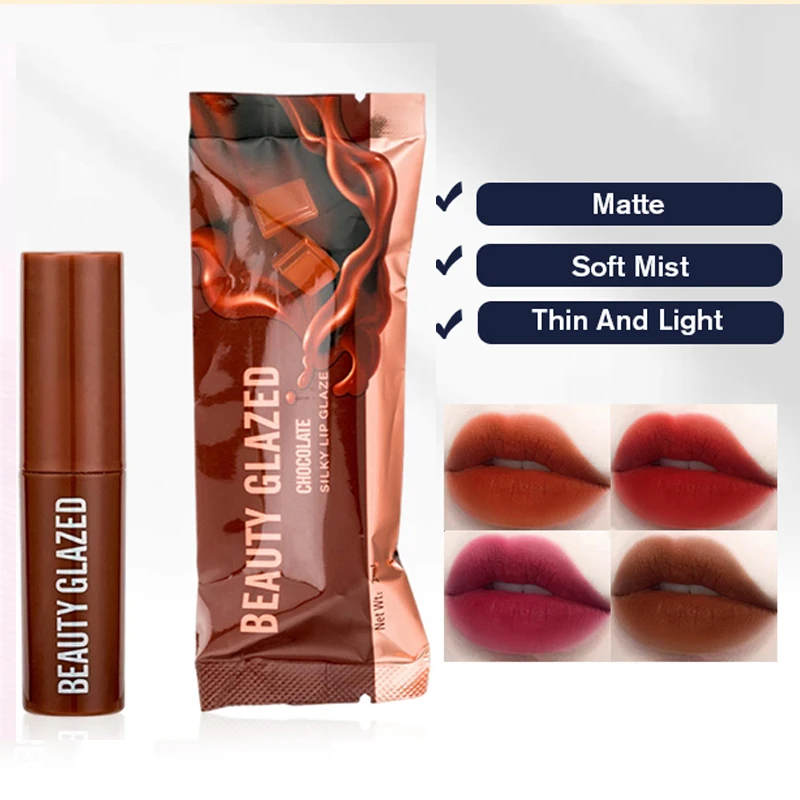 Mini Lip Gloss Chocolate Lip Glaze Professional High Quality Liquid Lipstick Velvet Matte Complete Lip Women's Make-up Cosmetics