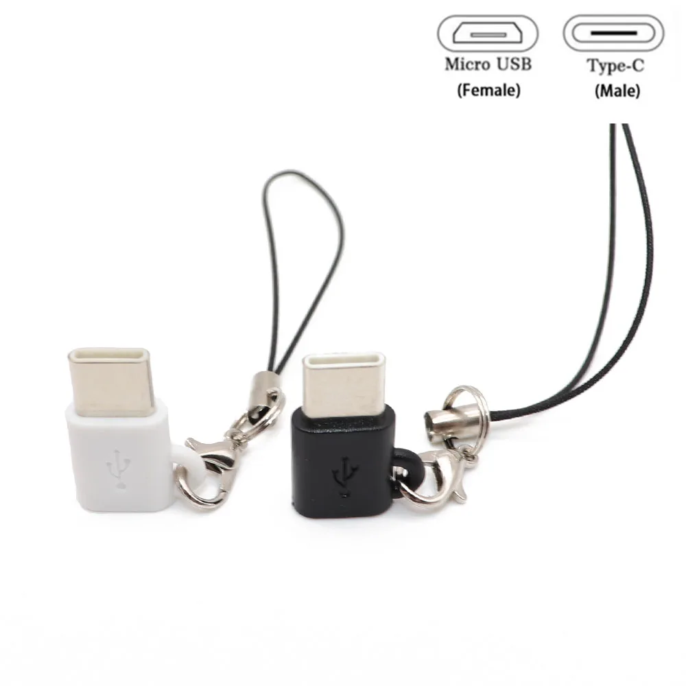 Micro USB To Type C Adapter Converter Connector for Phone Tablet with Lanyard Phone Accessories For Xiaomi