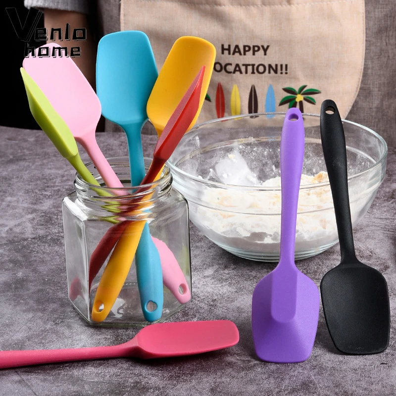 Kitchen Silicone Cream Butter Cake Spatula Mixing Batter Pastry Scraper Brush Butter Mixer Cake Brushes Baking Tool Kitchenware