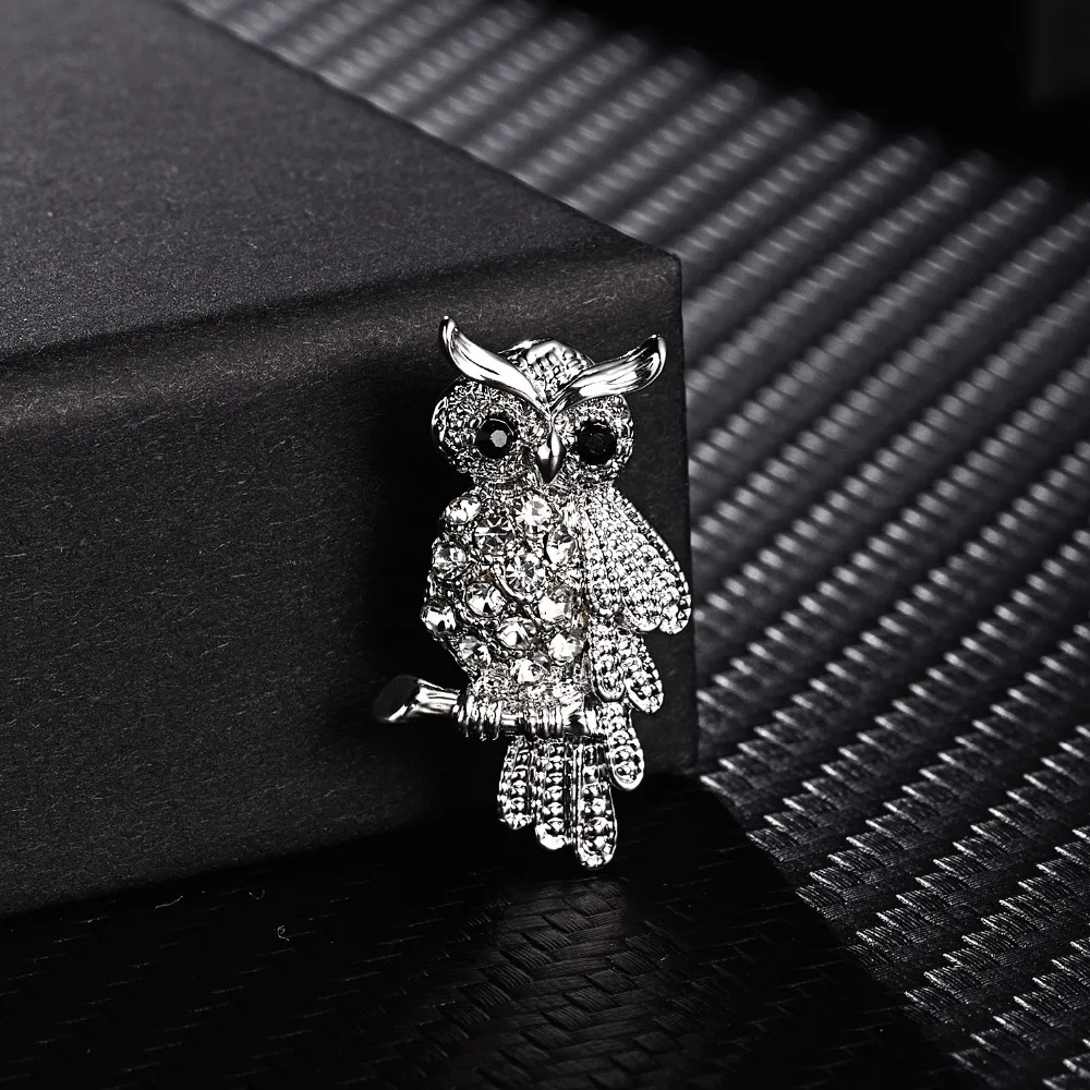 Silver Color Rhinestone Brooches For Women Starfish Lizard Hedgehog Owl Brooch Pins Fashion Animal Jewelry Gift for Kids Friends