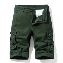 Cargo Shorts Men Cotton Bermuda Male New 2024 Summer Men's Baggy Military Zipper Pants Male Army Green Tactical Shorts