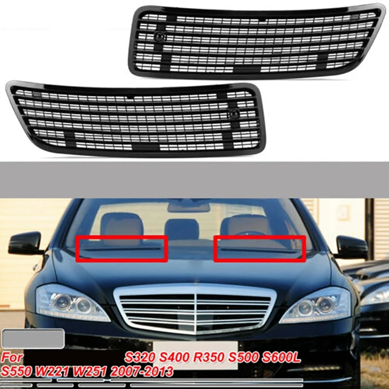 1Pair Left & Right Side Hood Upper Grill Vent for 2007-2013 MERCEDES S550 W221
